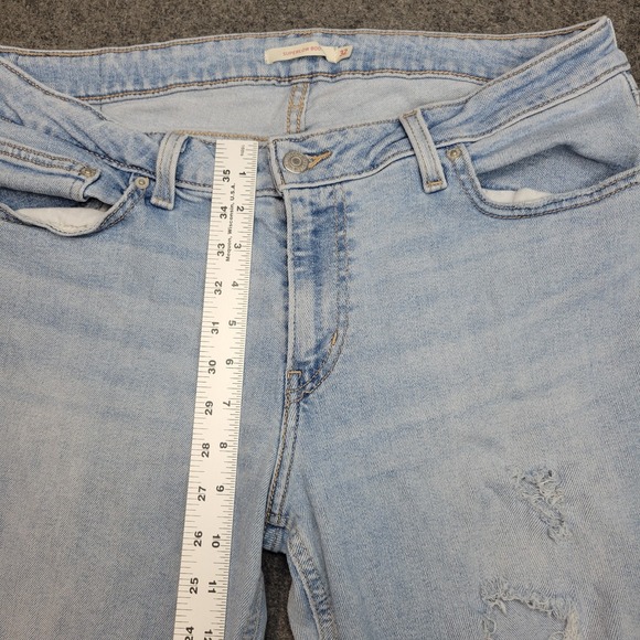 Levis Jeans Womens 32x32 Blue Denim Distressed Streetwear Superlow Bootcut Leg - Picture 8 of 13